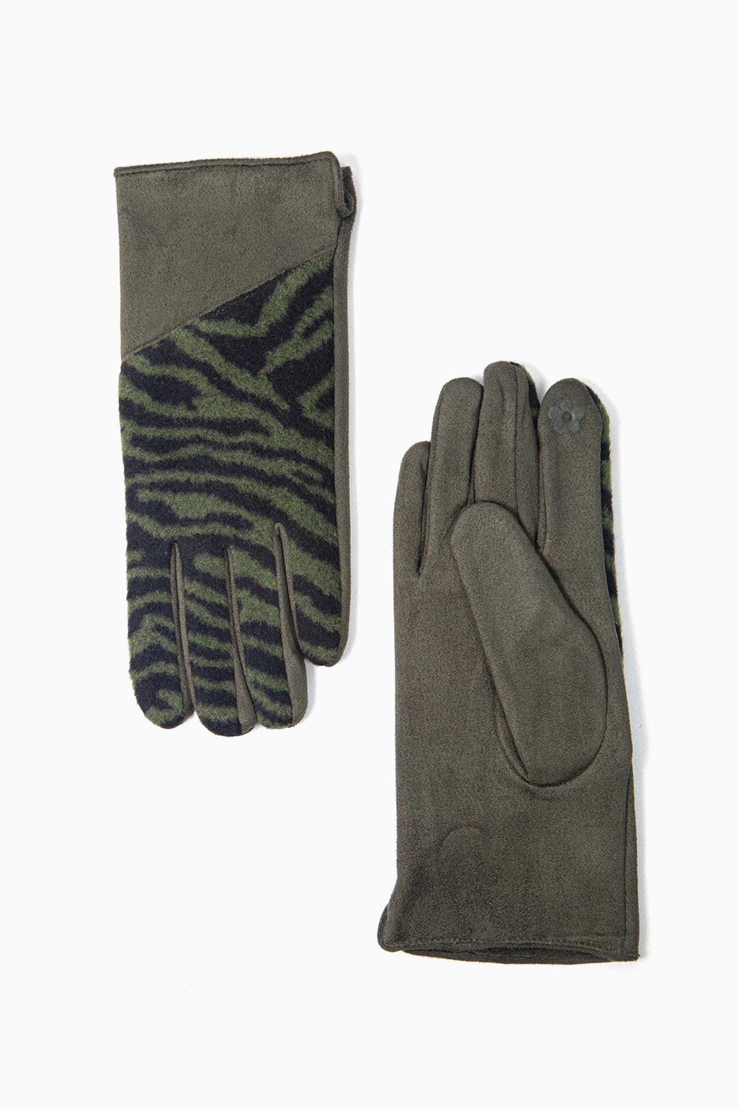 Khaki Zebra Print Gloves