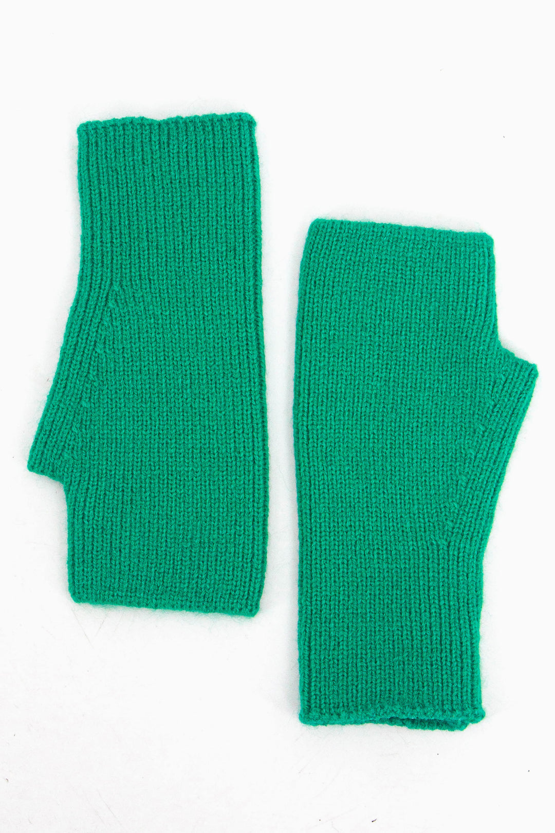 bright green knitted wrist warmer gloves with thumb holes