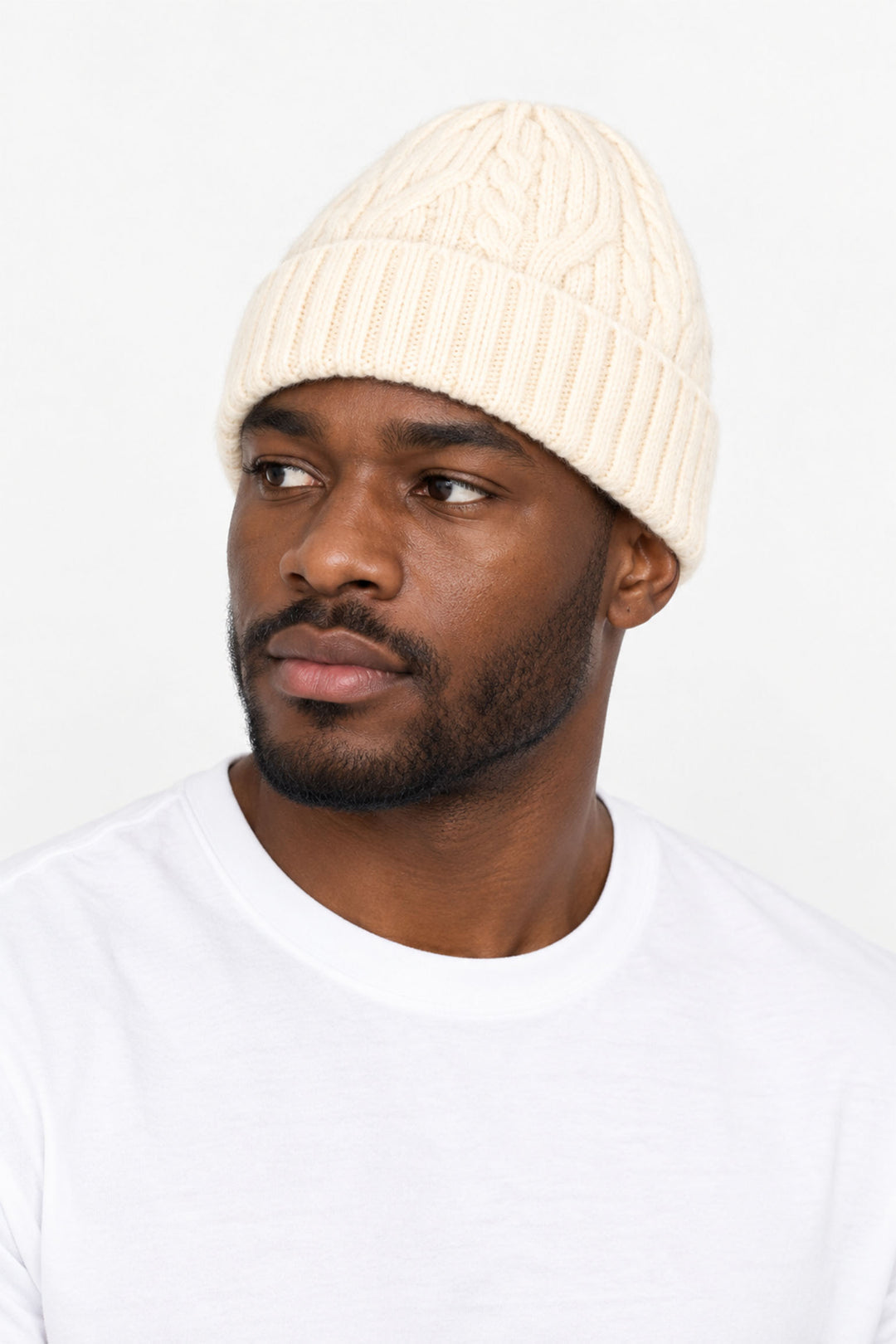 Cable-Knit-Men's-Beanie-Hat-in-Cream