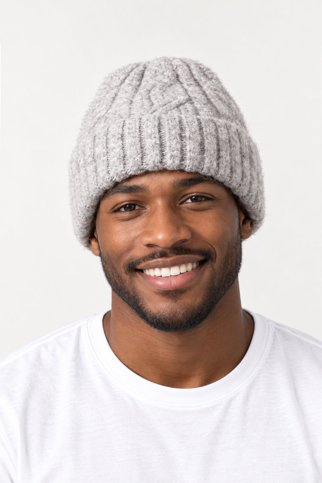 Cable-Knit-Men's-Beanie-Hat-in-Grey