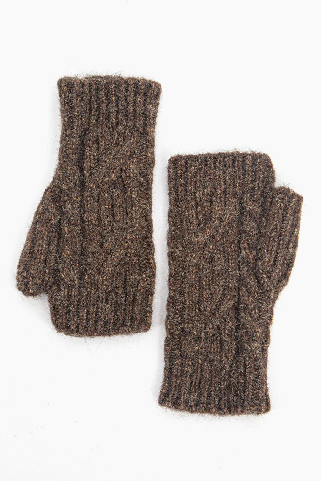 khaki green cable knit wrist warmers with thumb holes