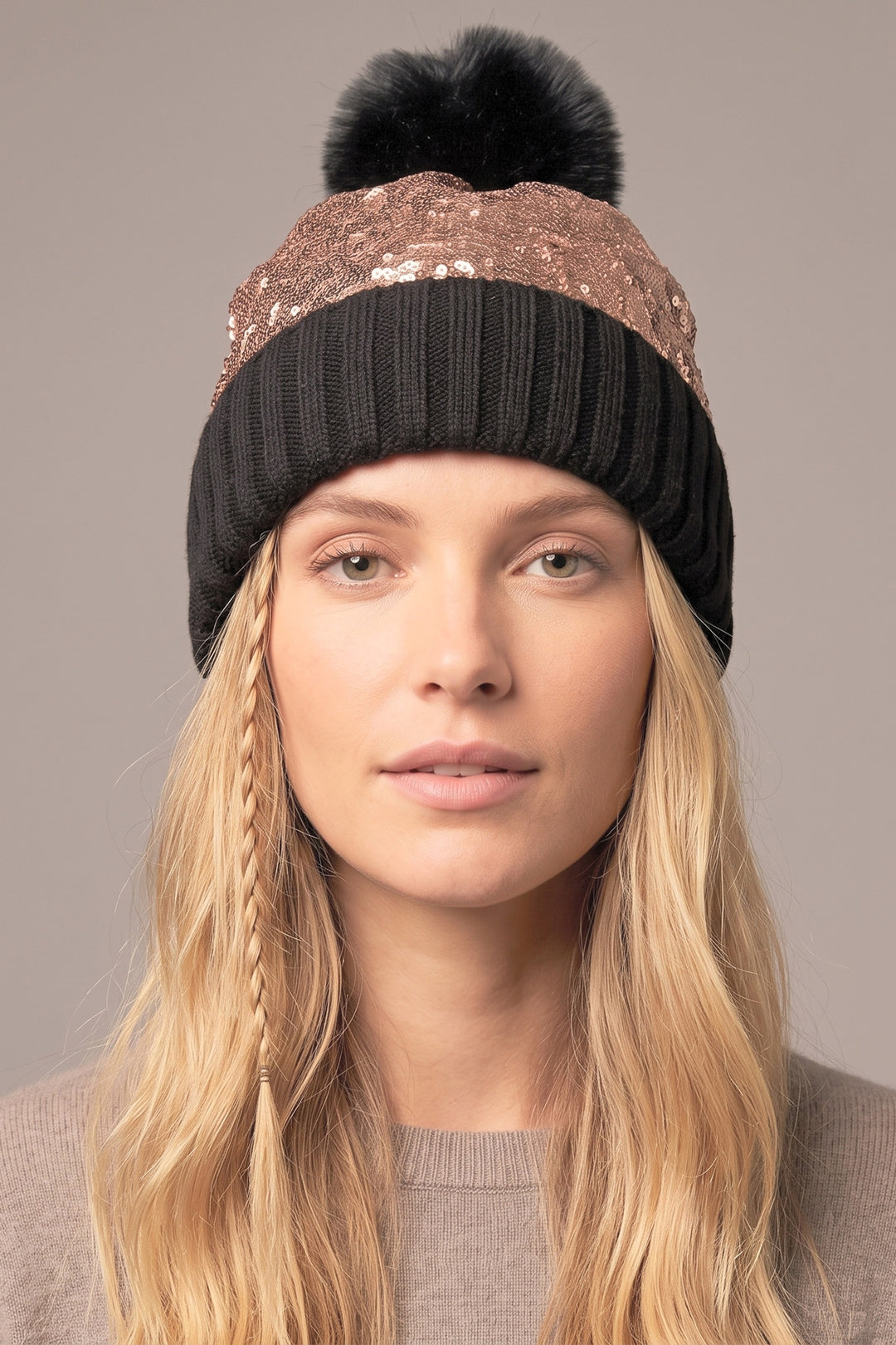 sequin-pom-pom-beanie-hat-bronze
