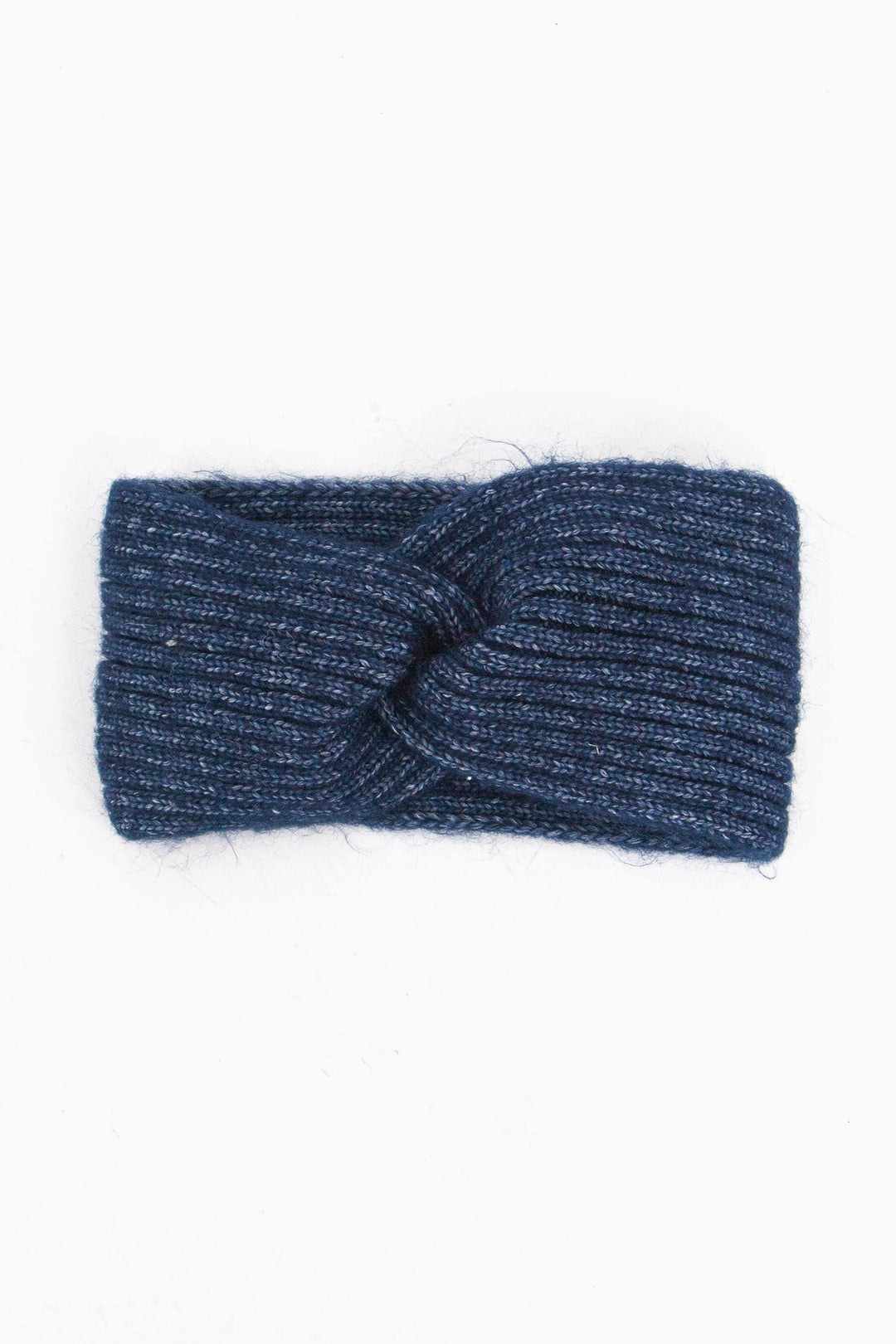 navy blue knitted knot front headband