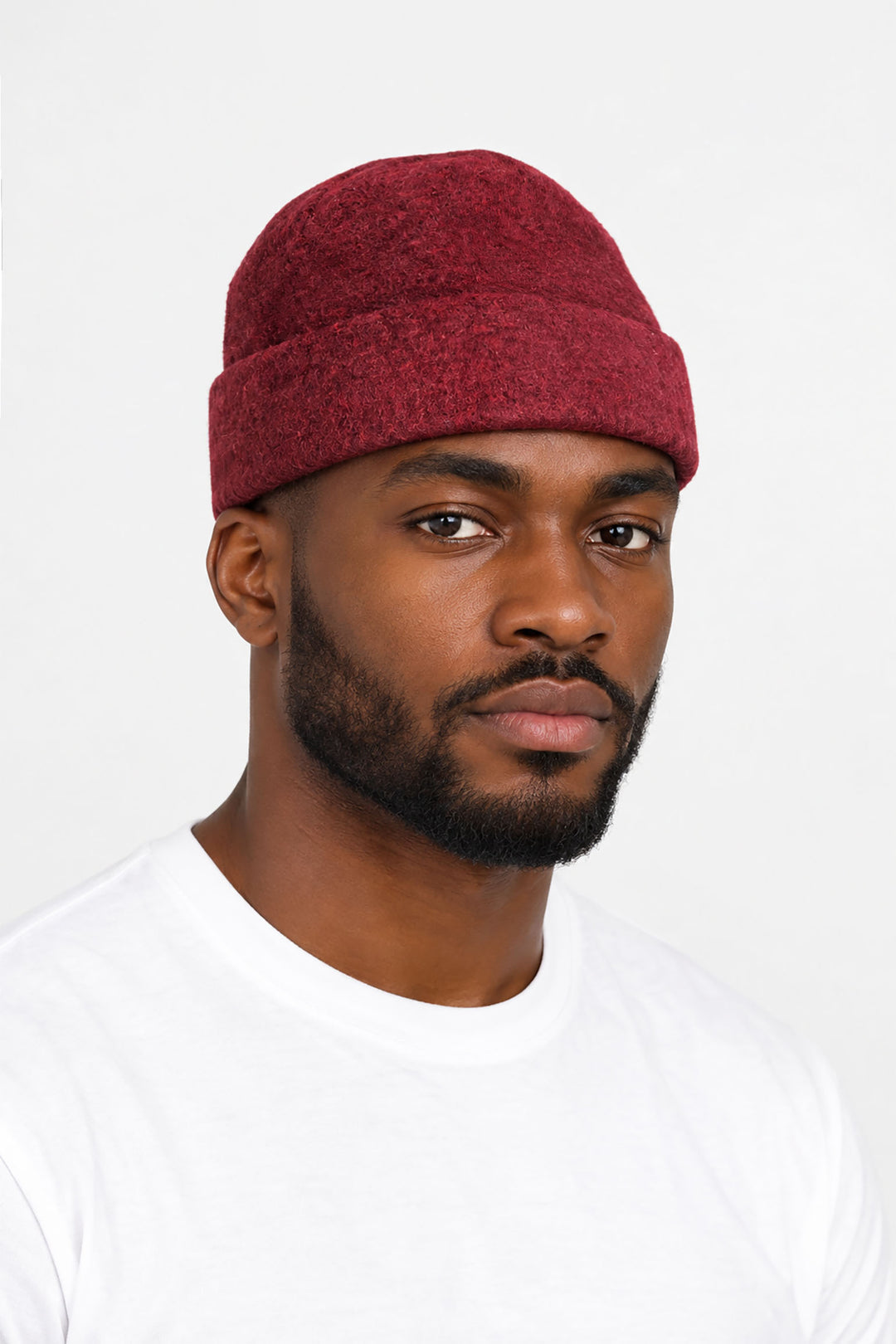 Textured-Men's-Knitted-Beanie-Hat-in-Burgundy