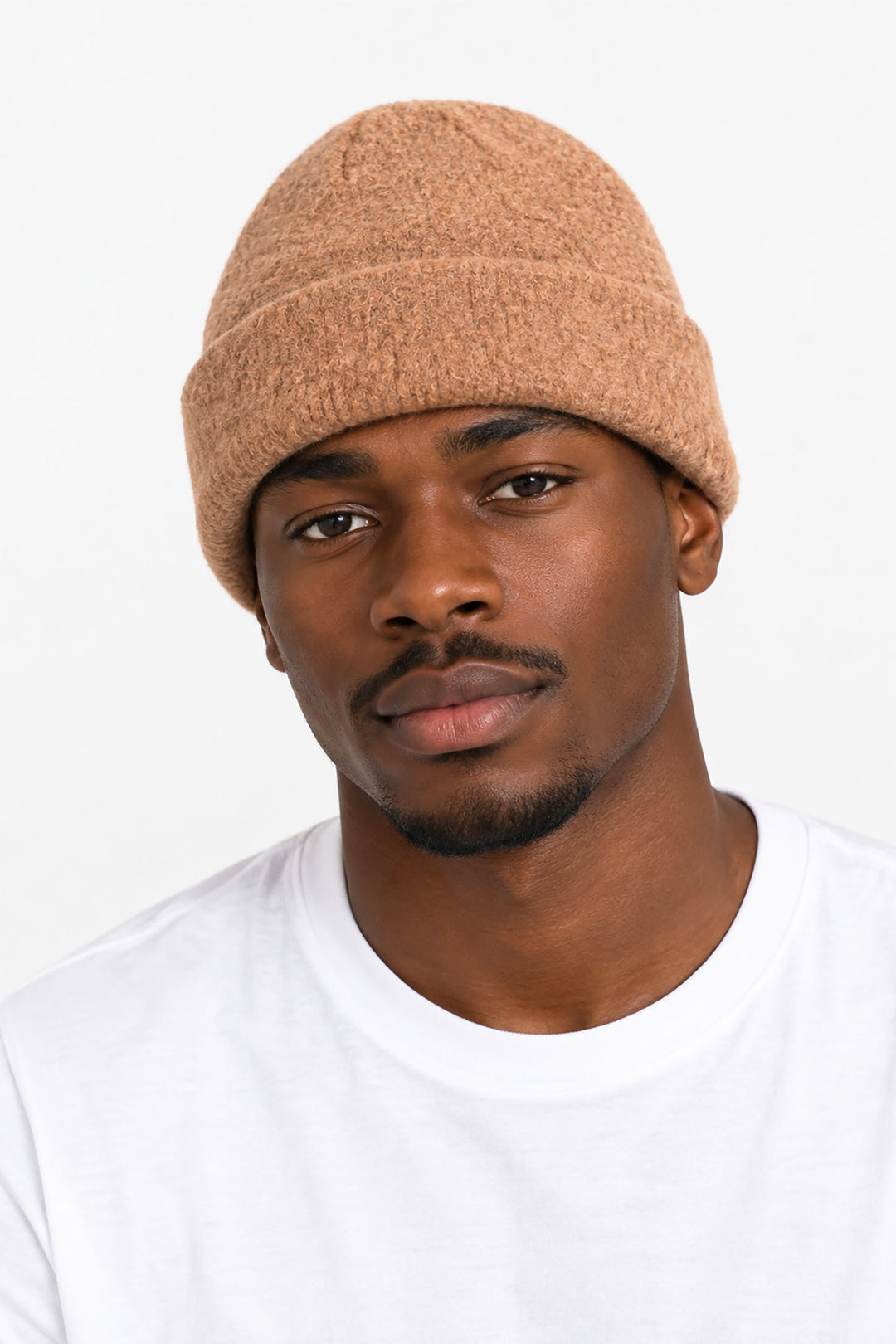 Textured-Men's-Knitted-Beanie-Hat-in-Camel