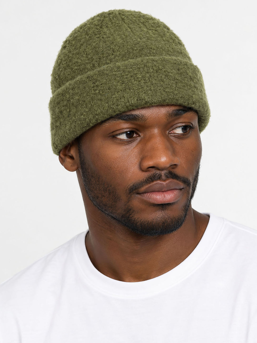 Textured-Men's-Knitted-Beanie-Hat-in-Khaki