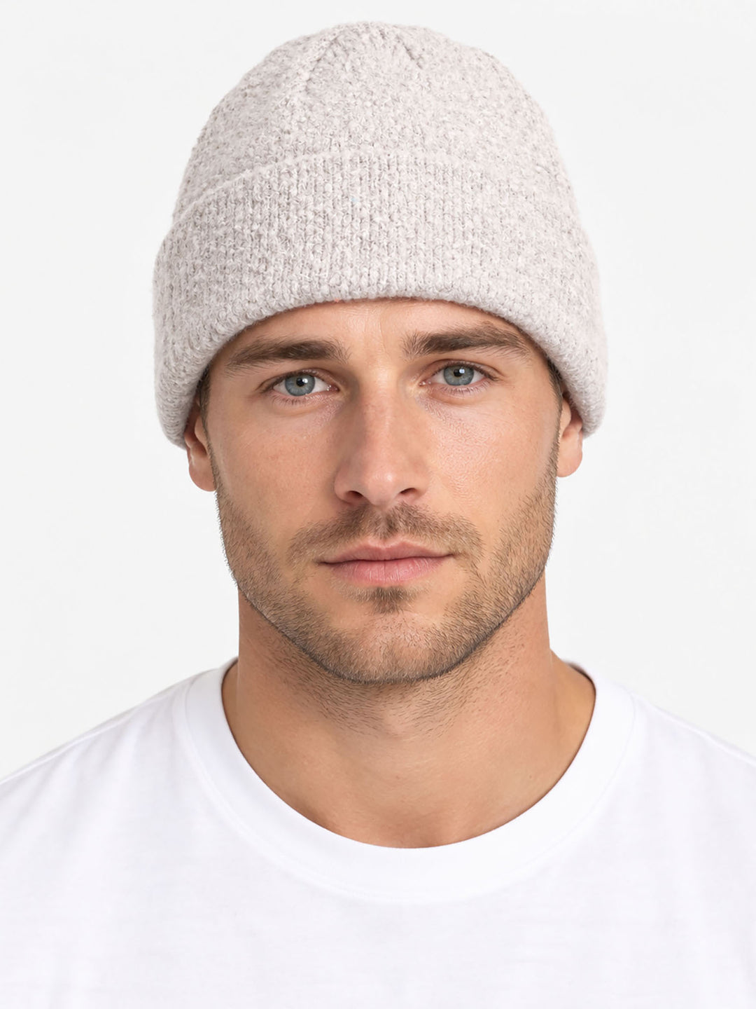 Textured-Men's-Knitted-Beanie-Hat-in-Grey