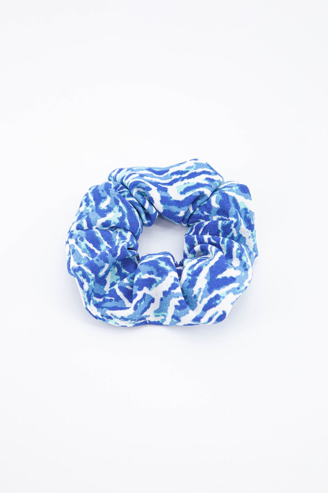 blue abstract chevron pattern hair scrunchie