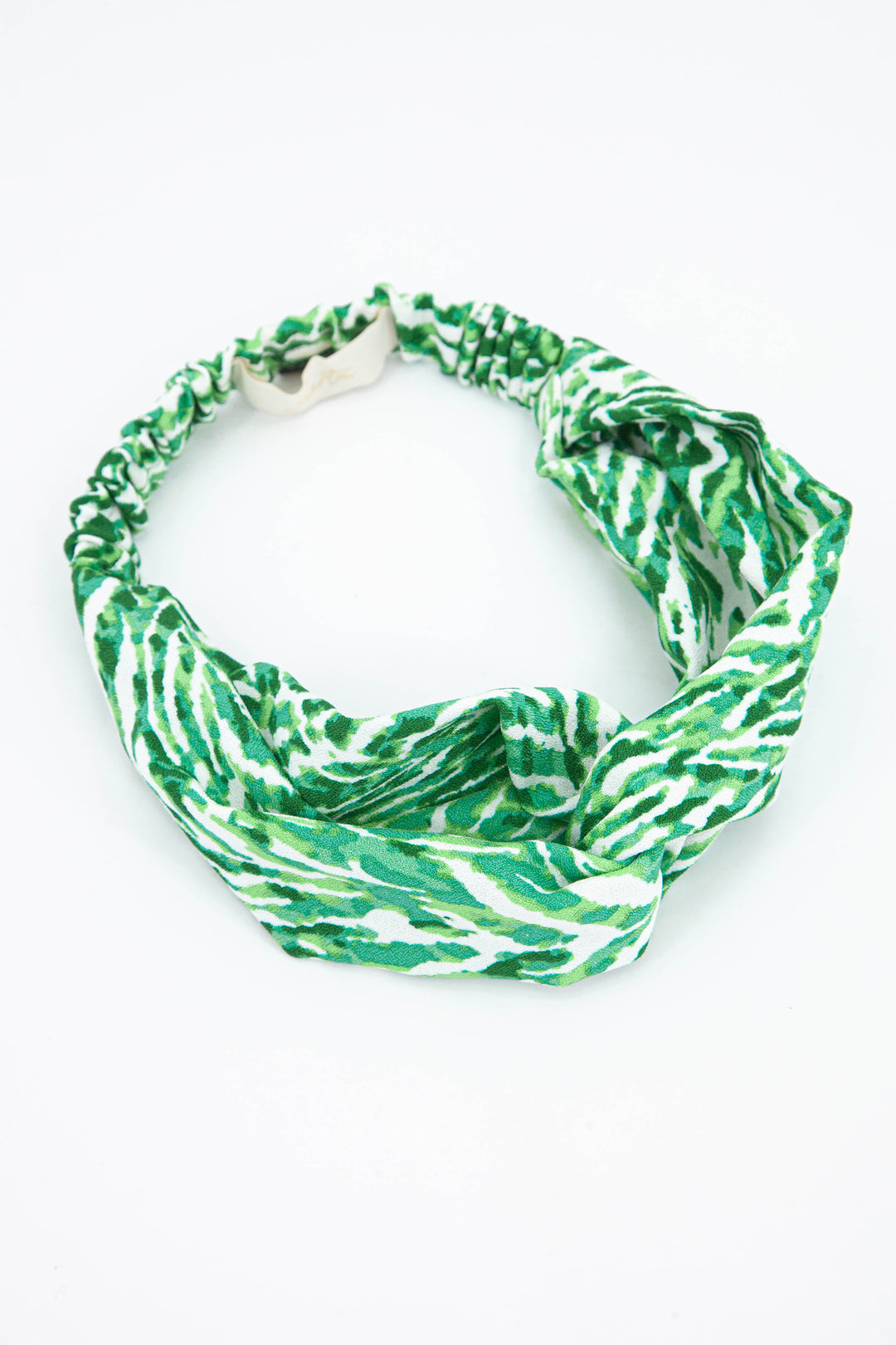 green abstract chevron print fabric head band