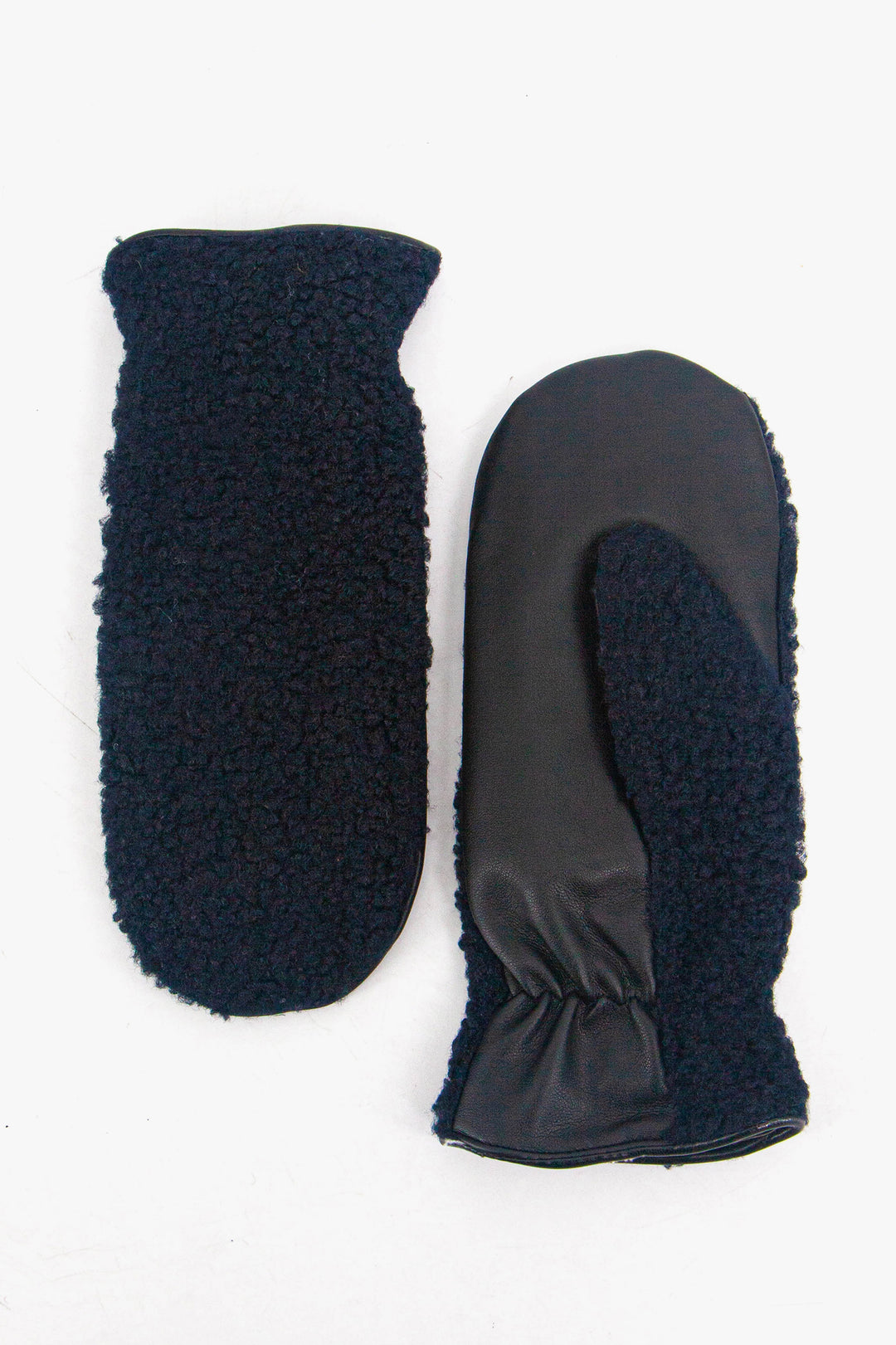 navy blue borg fleece mittens