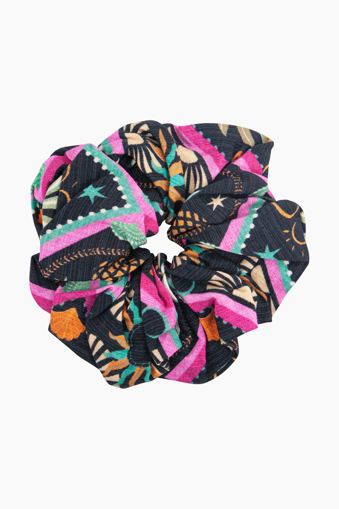 Large-Pineapple-Print-Scrunchie-in-Black-Front