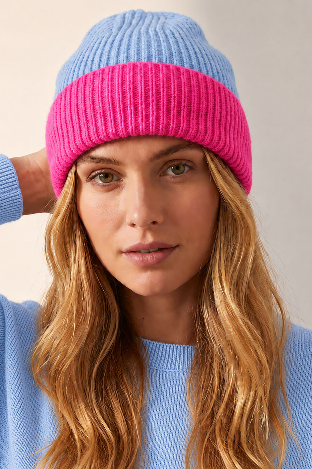 Minnie-Blue/Hot Pink-Two-Tone-Beanie-Hat