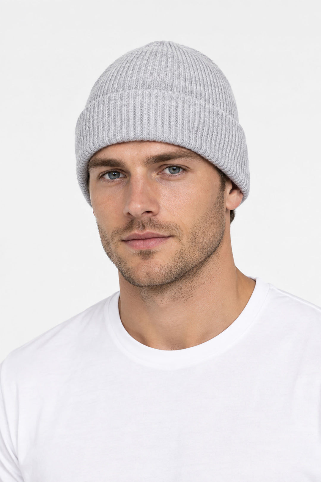 Plain-Men's-Wool-Blend-Beanie-Hat-in-Grey