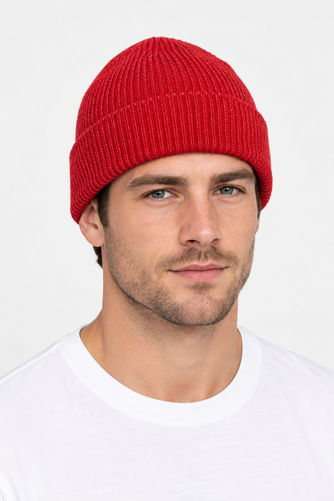 Plain-Men's-Wool-Blend-Beanie-Hat-in-Red