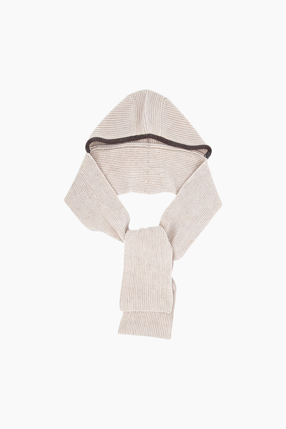 Contrast-Trim-Hooded-Scarf-in-Beige/Brown