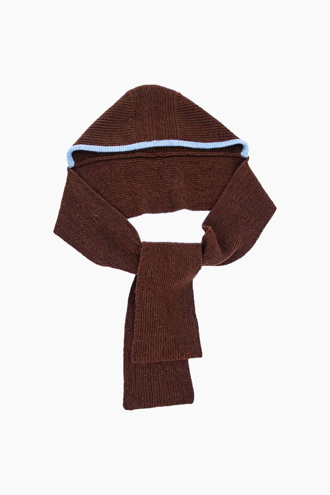 Contrast-Trim-Hooded-Scarf-in-Brown/Blue