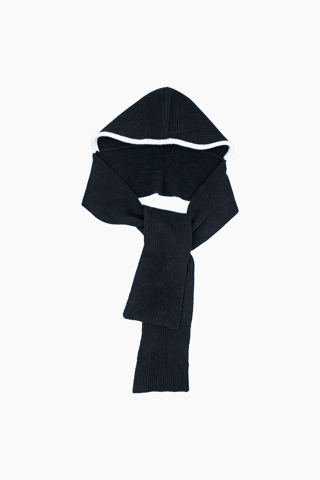 Contrast-Trim-Hooded-Scarf-in-Black/White