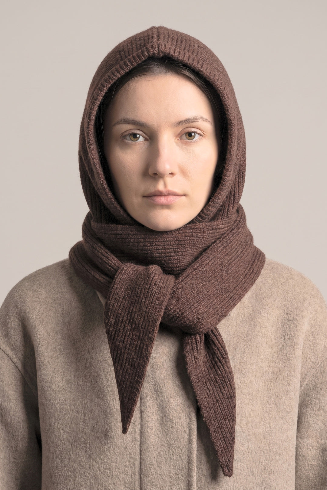 Plain-Triangle-Hooded-Scarf-in-Brown