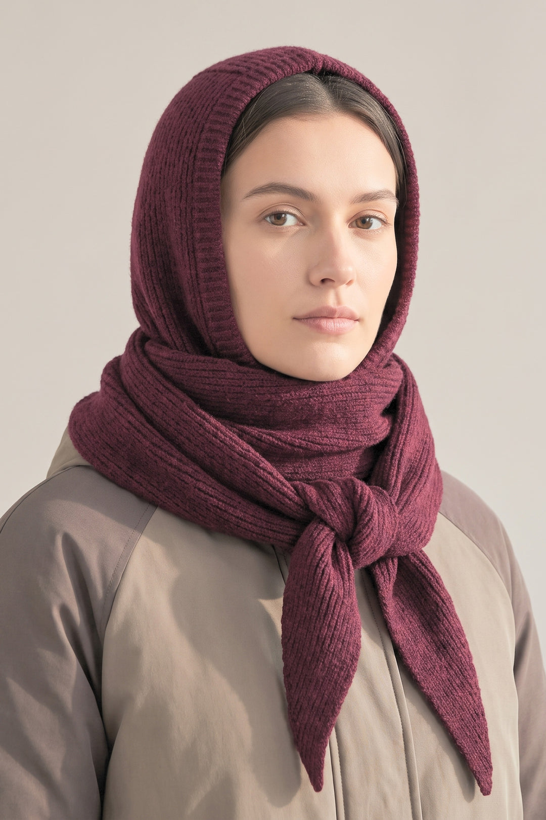 Plain-Hooded-Scarf-in-Berry