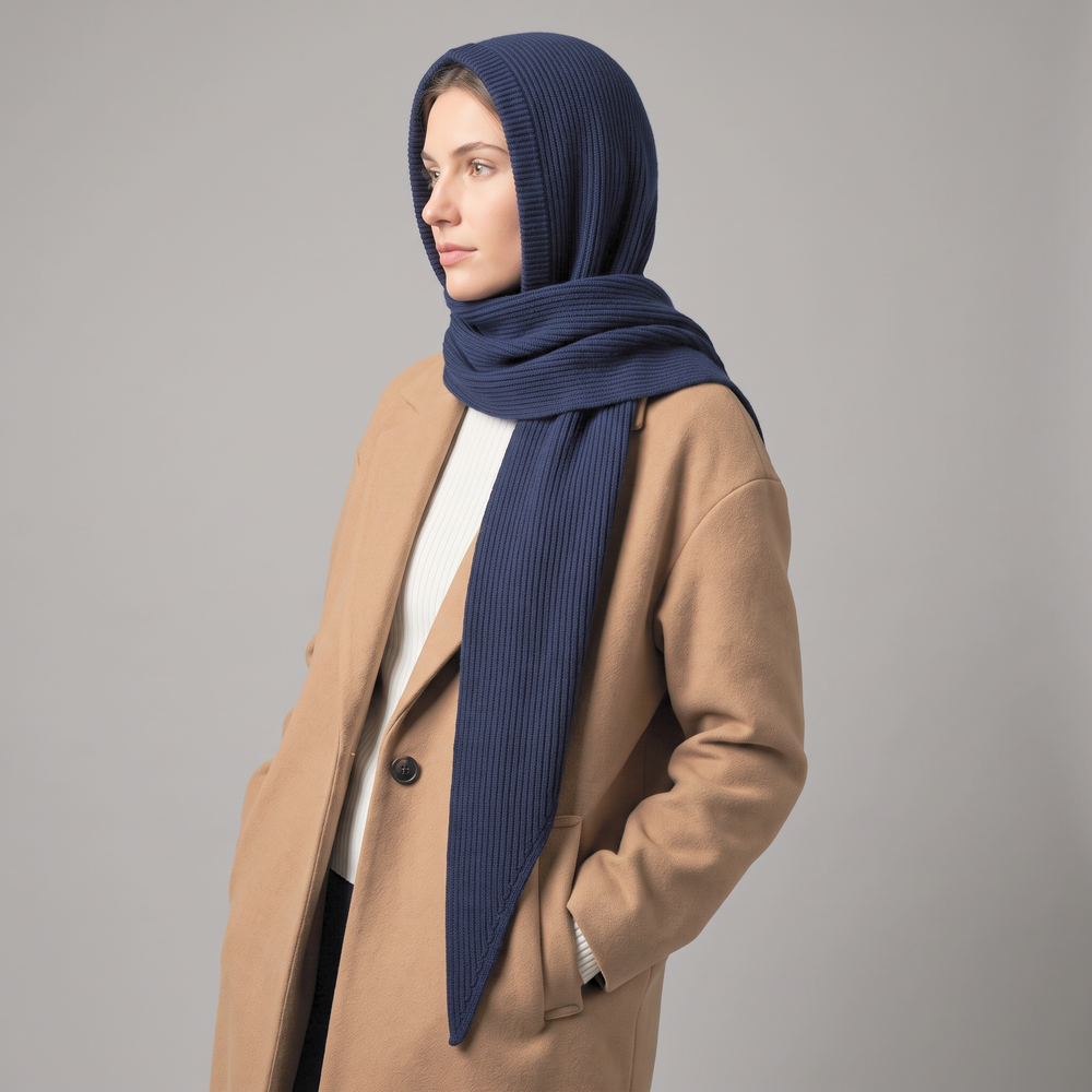 Plain-Triangle-Hooded-Scarf-in-Navy-Blue
