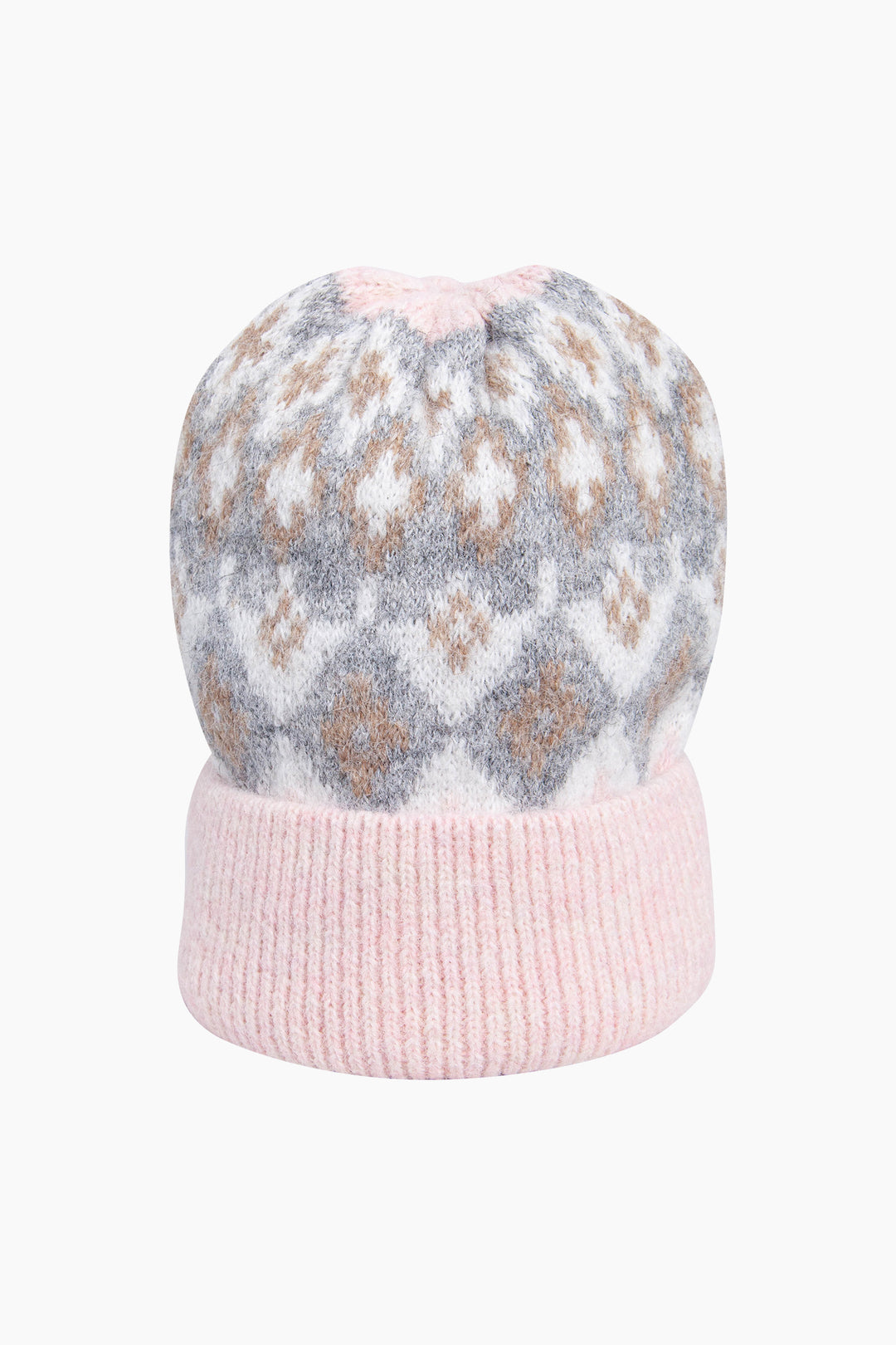 Nordic-Print-Beanie-Hat-in-Light-Pink/Grey