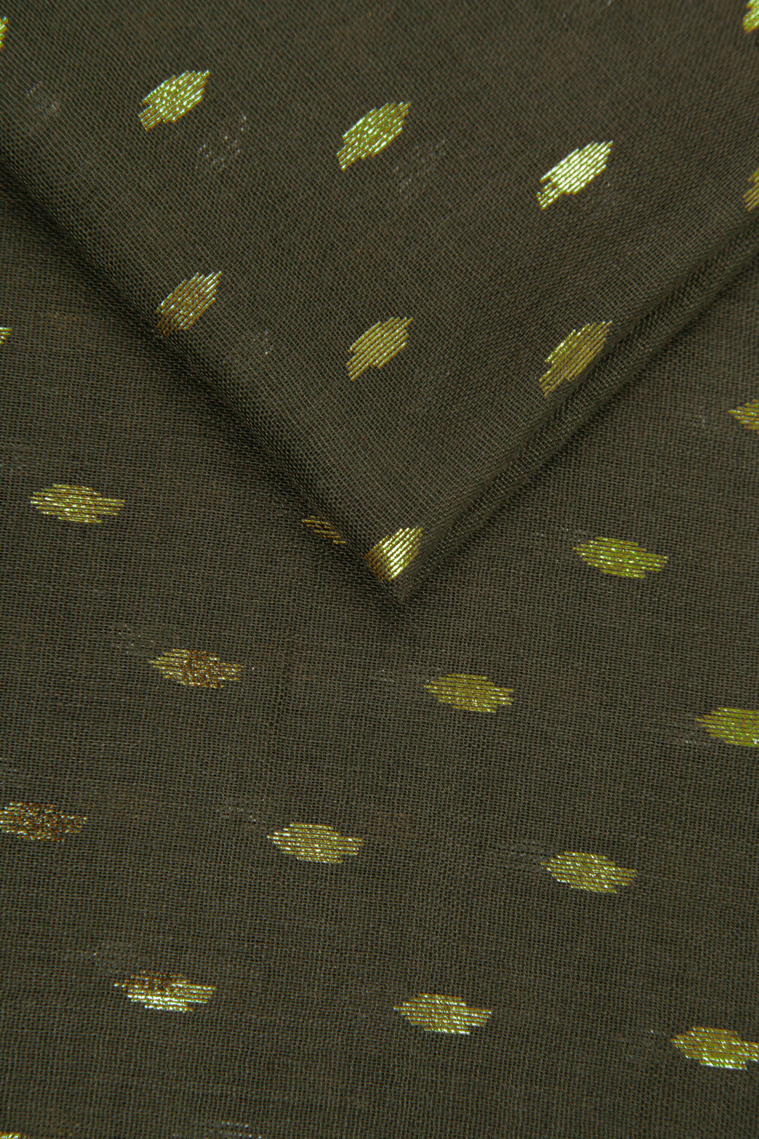 Khaki Gold Metallic Leaf Detail Scarf