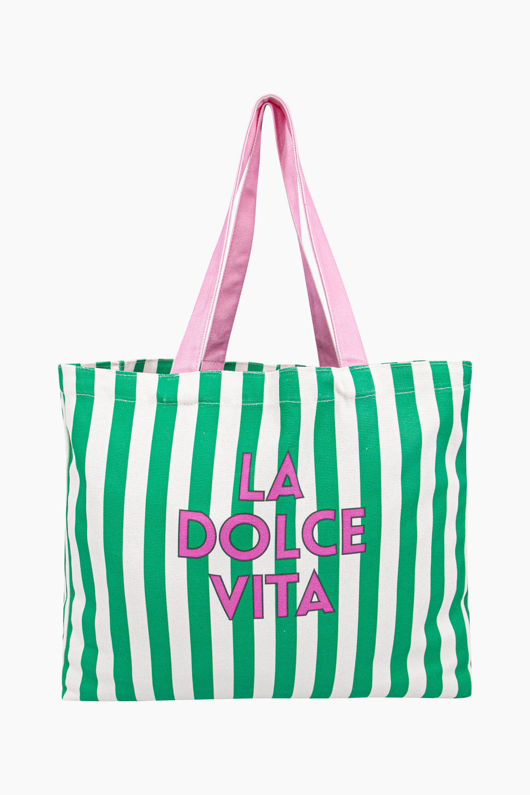 La-Dolce-Vita-Striped-Canvas-Tote-Bag-in-Green-front
