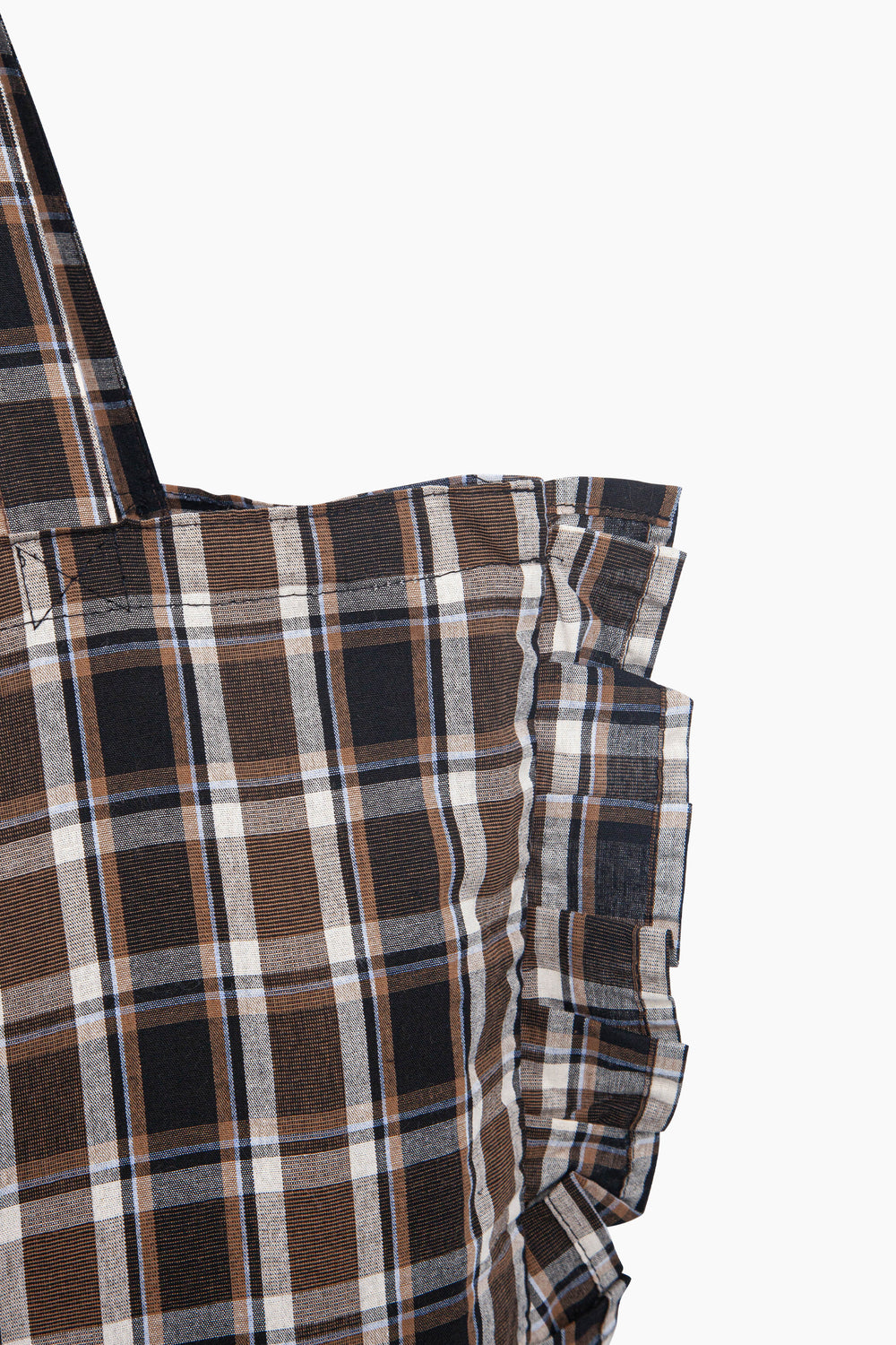 Traditional-Check-Ruffle-Tote-Bag-in-Brown