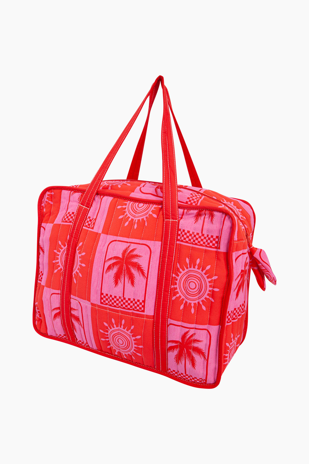 Palm-Tree-Double-Handle-Tote-Bag-in-Red/Pink-Side