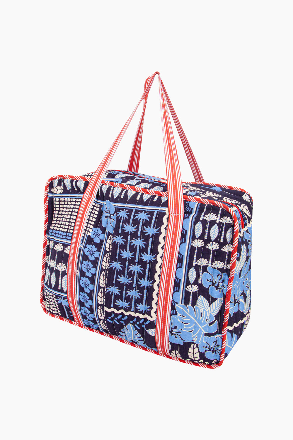 Tile-Print-Double-Handle-Tote-Bag-in-Navy-Blue-Side