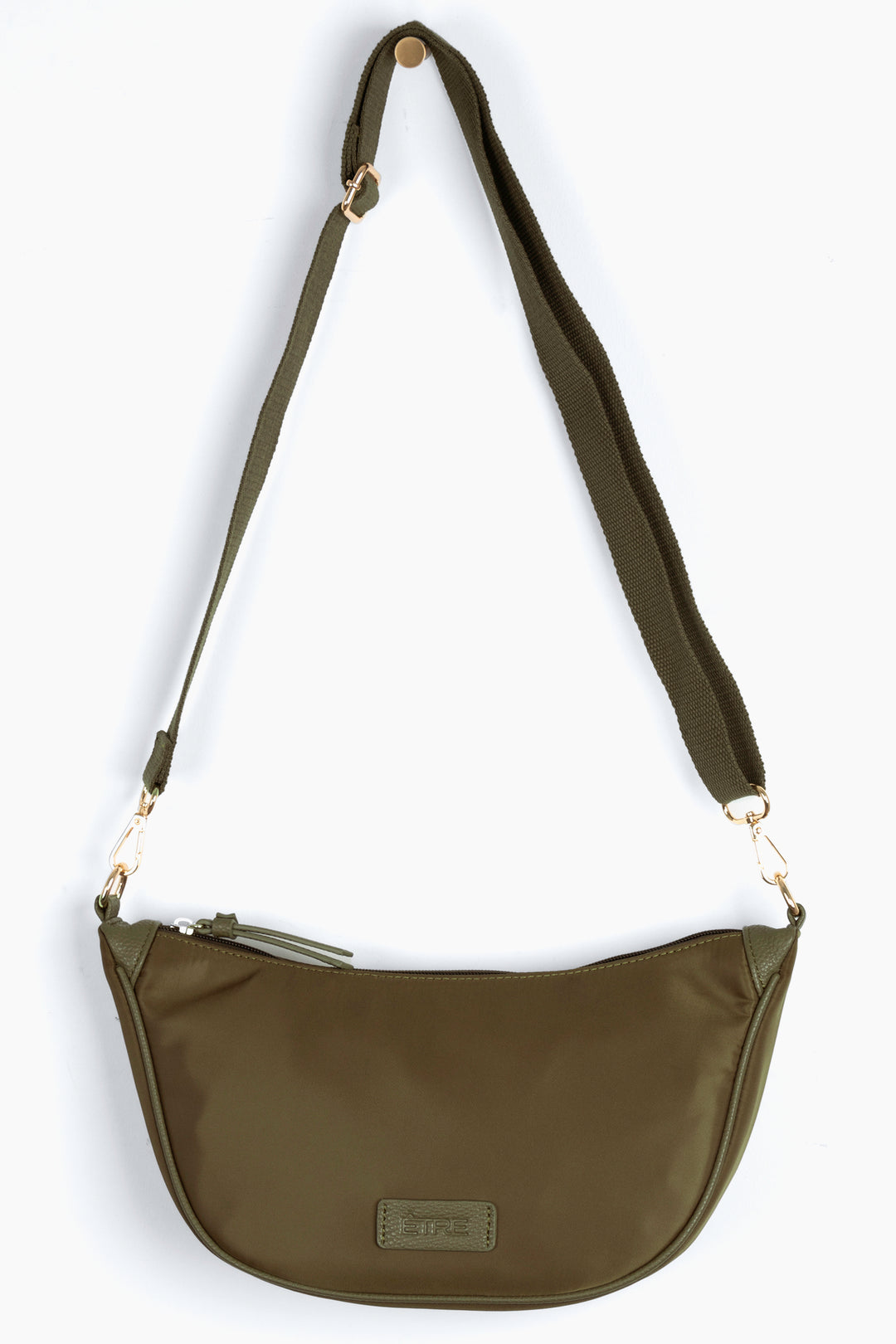 khaki green sling bag with detachable bag strap