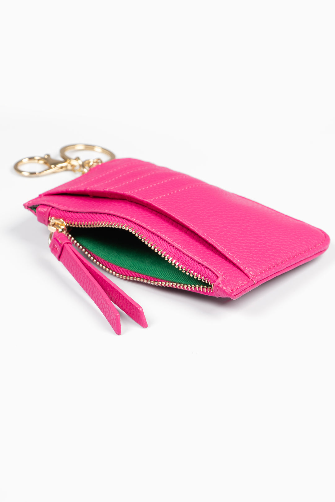 Mia Card Holder - Fuchsia, Pebbled Faux Leather