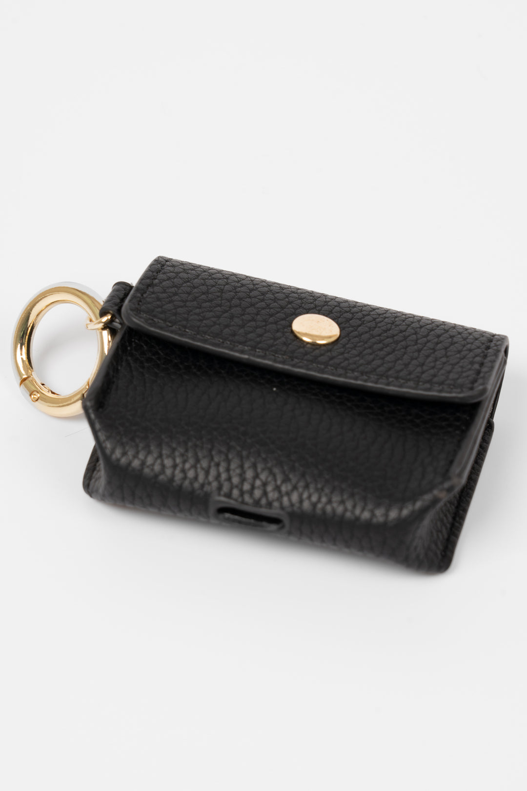 Asher Wireless Earbuds Case - Black, Pebbled Faux Leather