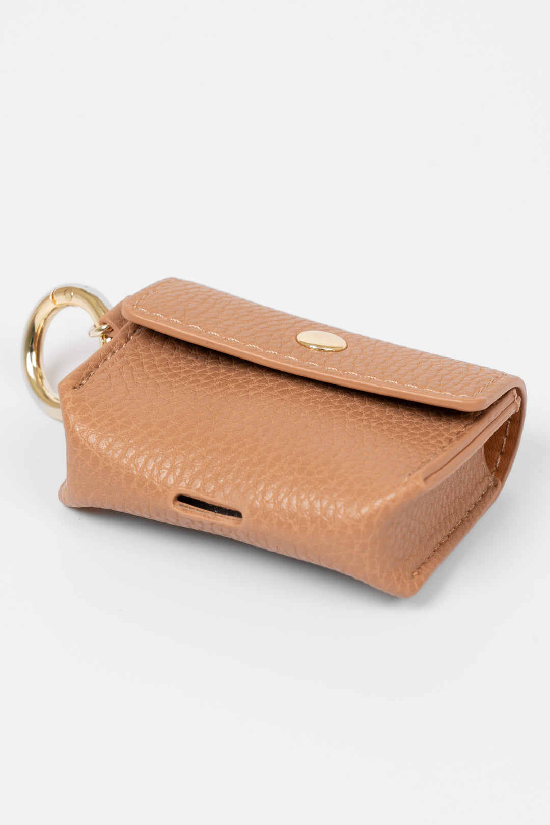 Asher Wireless Earbuds Case - Tan, Pebbled Faux Leather