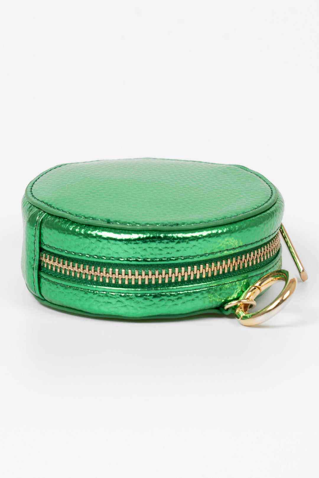 finley-round-coin-purse-green-metallic-faux-leather-zip-closure