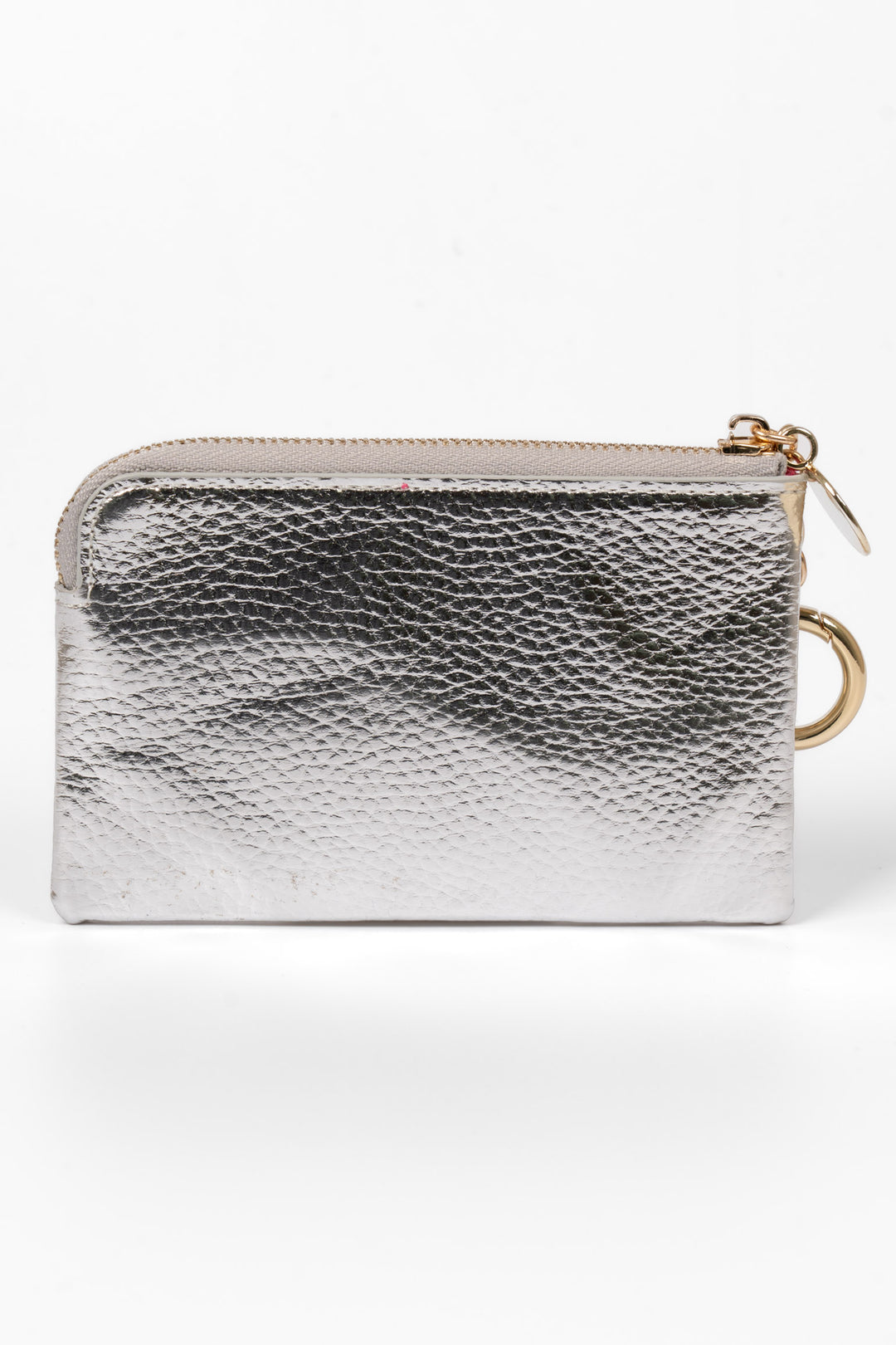 Arlo Small Coin Purse - Silver, Metallic Faux Leather