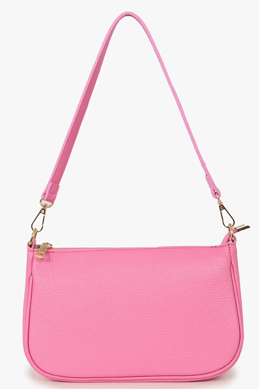 Hot Pink Genuine Italian Leather Baguette Bag