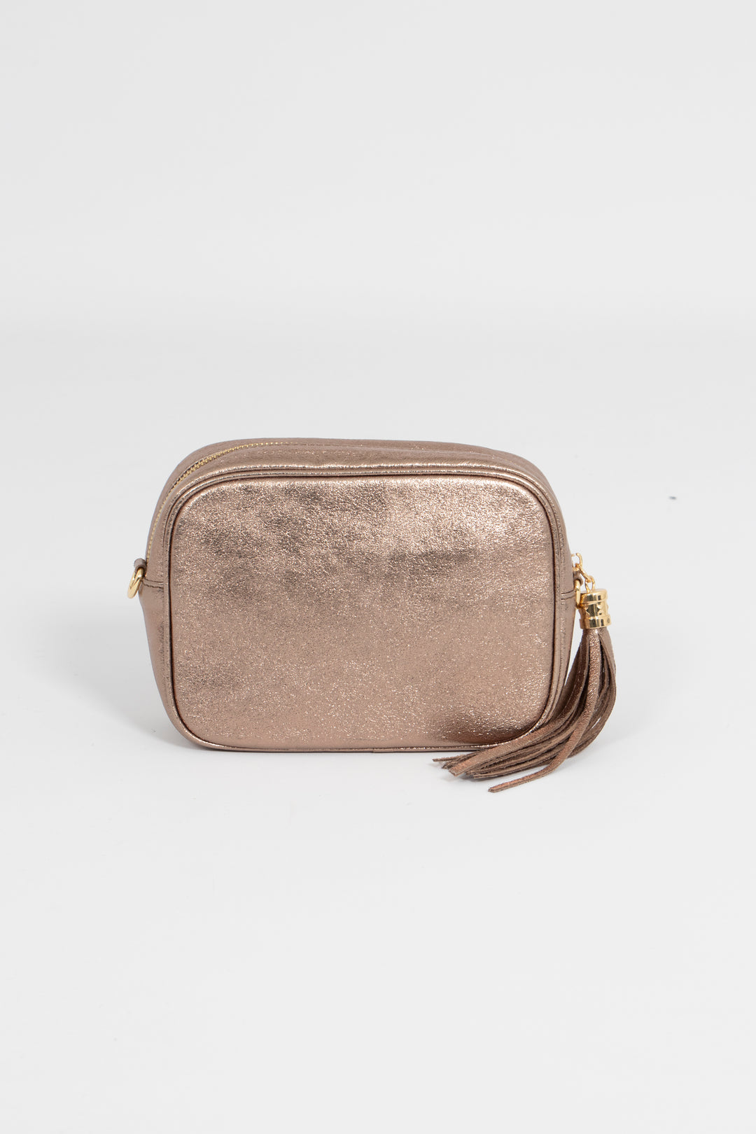 Beau - Italian Leather Crossbody Bag - Champagne, Metallic