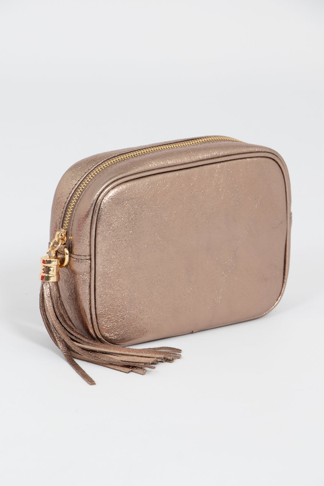 Beau - Italian Leather Crossbody Bag - Champagne, Metallic