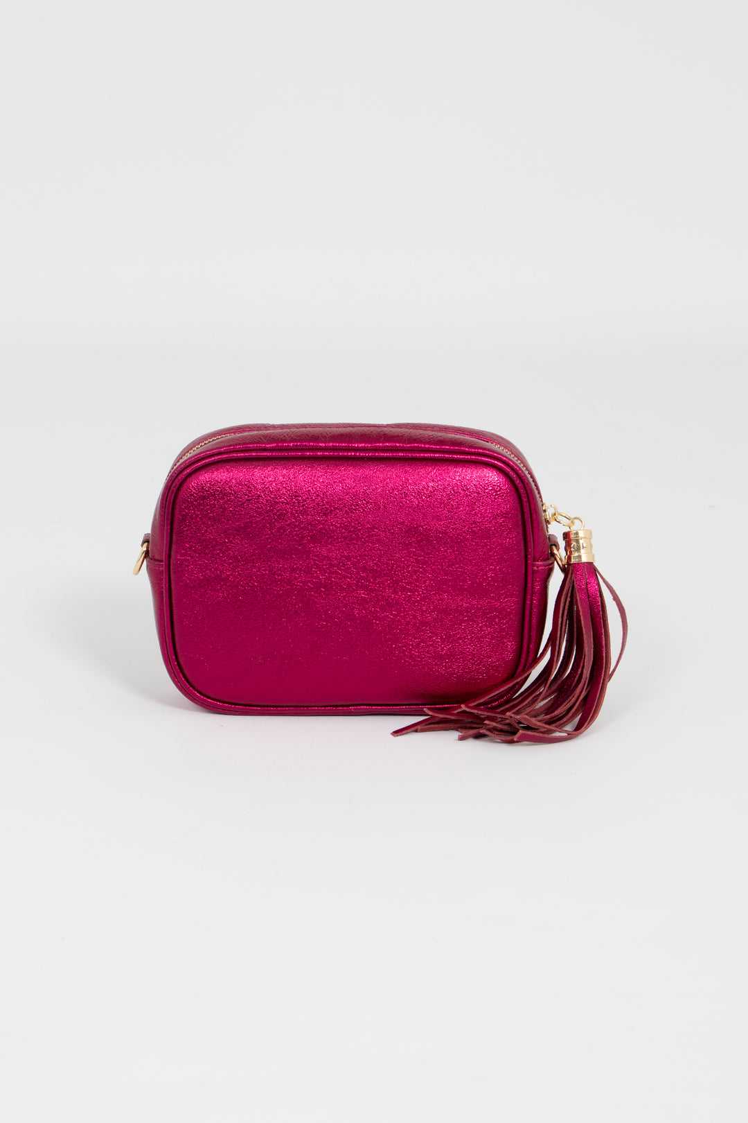 Beau - Italian Leather Crossbody Bag - Magenta, Metallic