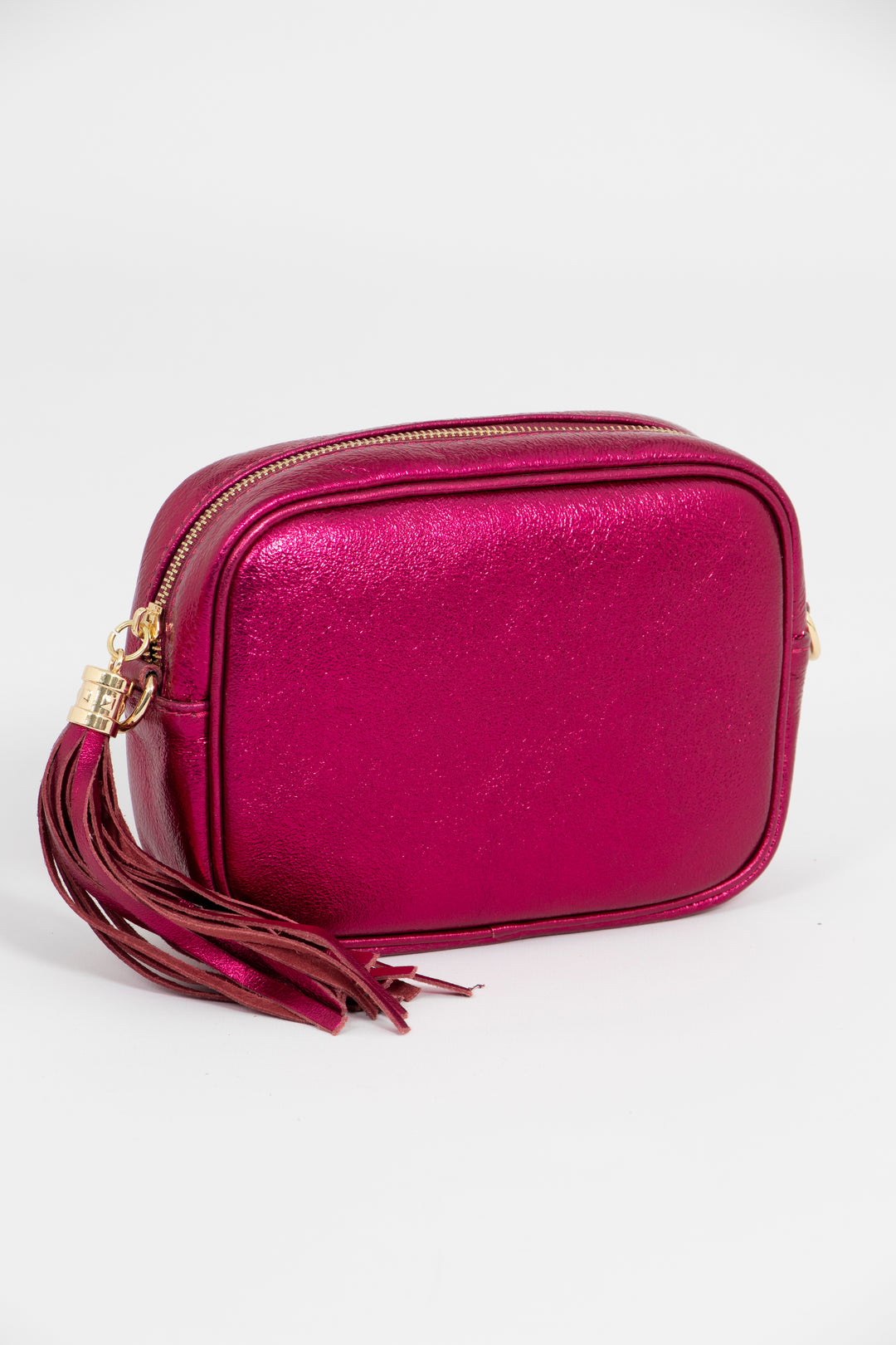 Beau - Italian Leather Crossbody Bag - Magenta, Metallic