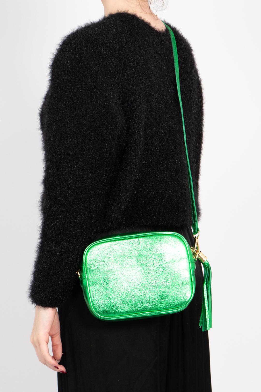 Beau Crossbody Bag - Bright Green, Metallic