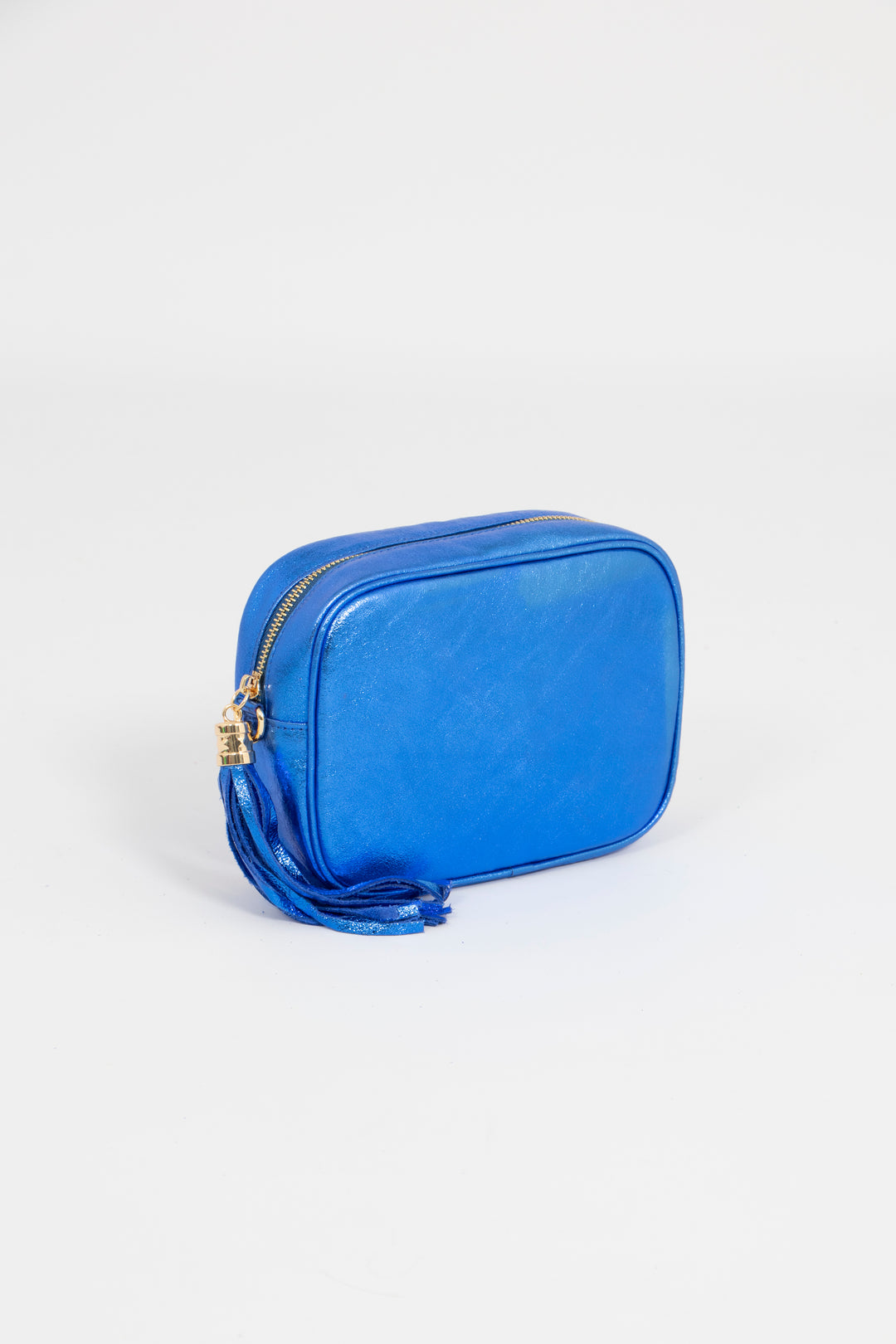 Beau - Italian Leather Crossbody Bag - Blue, Metallic