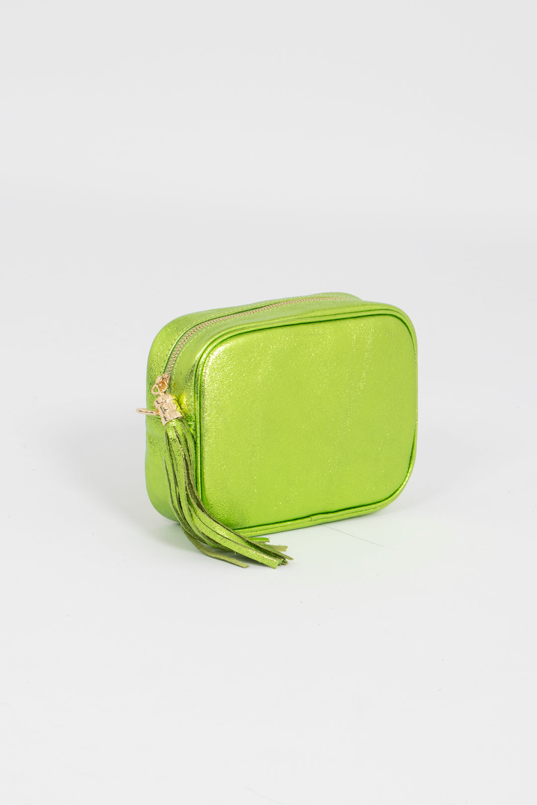 Beau - Italian Leather Crossbody Bag - Lime, Metallic