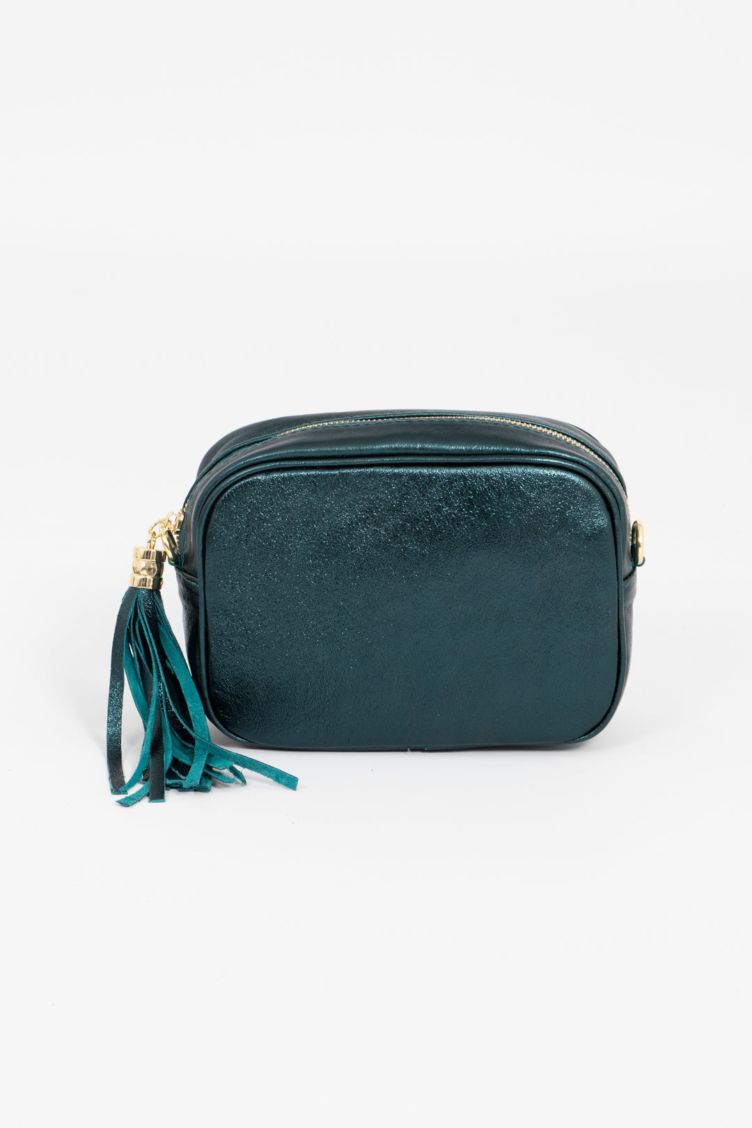 Beau - Italian Leather Crossbody Bag - Teal, Metallic