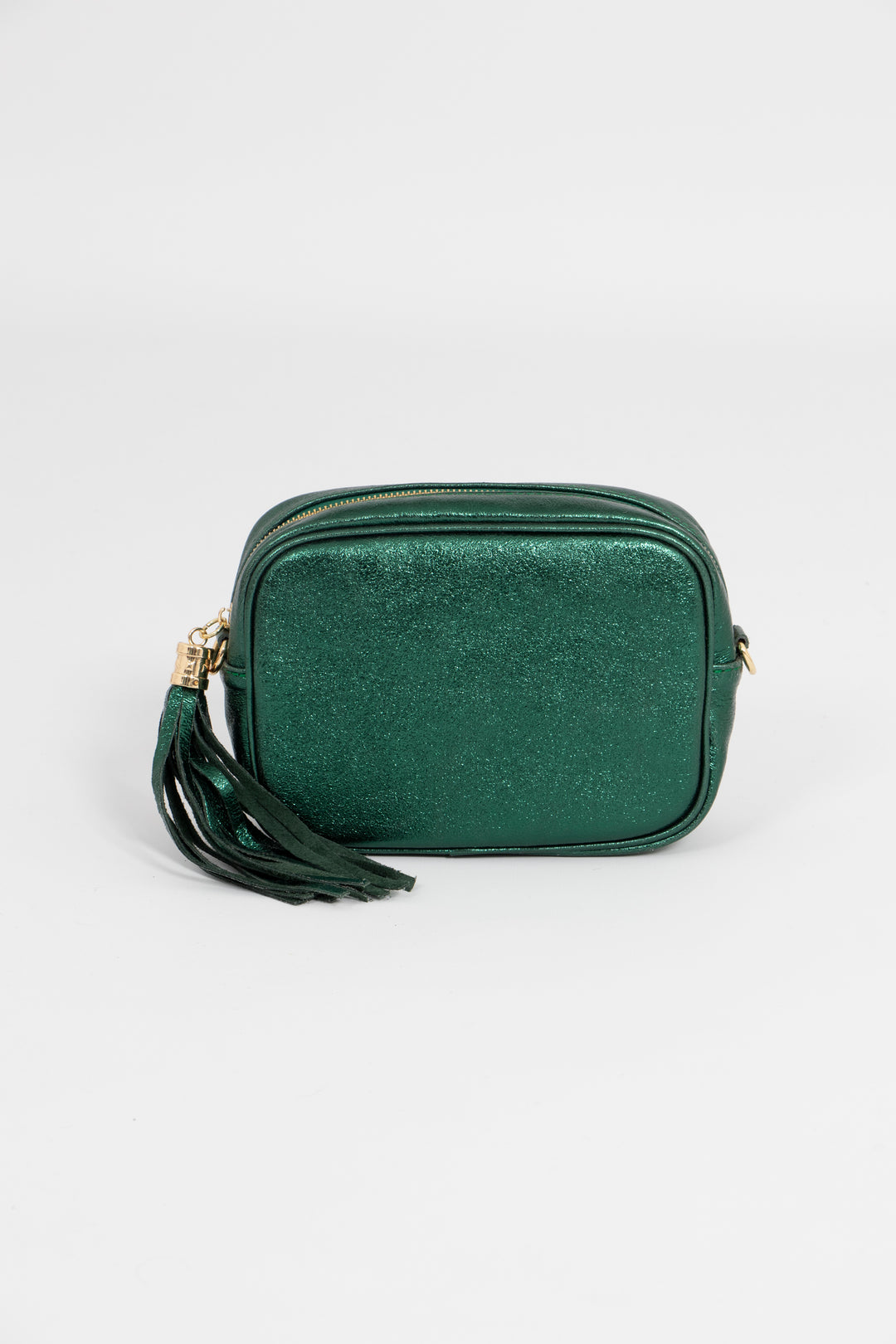 Beau - Italian Leather Crossbody Bag - Green, Metallic