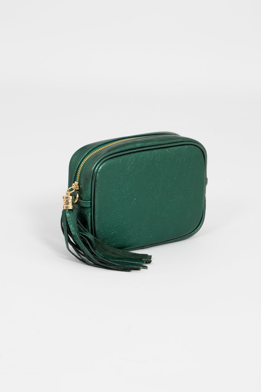 Beau - Italian Leather Crossbody Bag - Green, Metallic