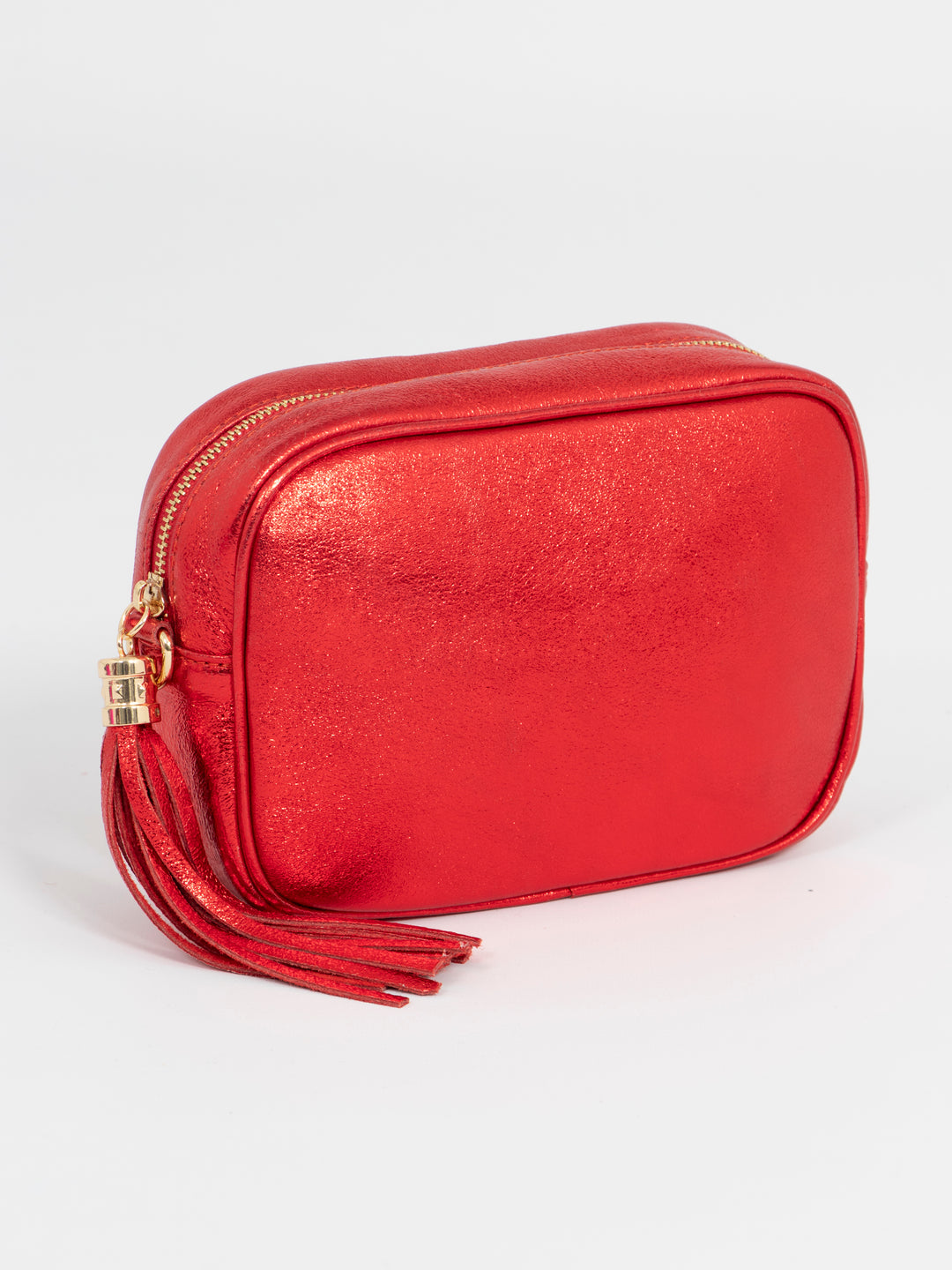 Beau - Italian Leather Crossbody Bag - Scarlet, Metallic