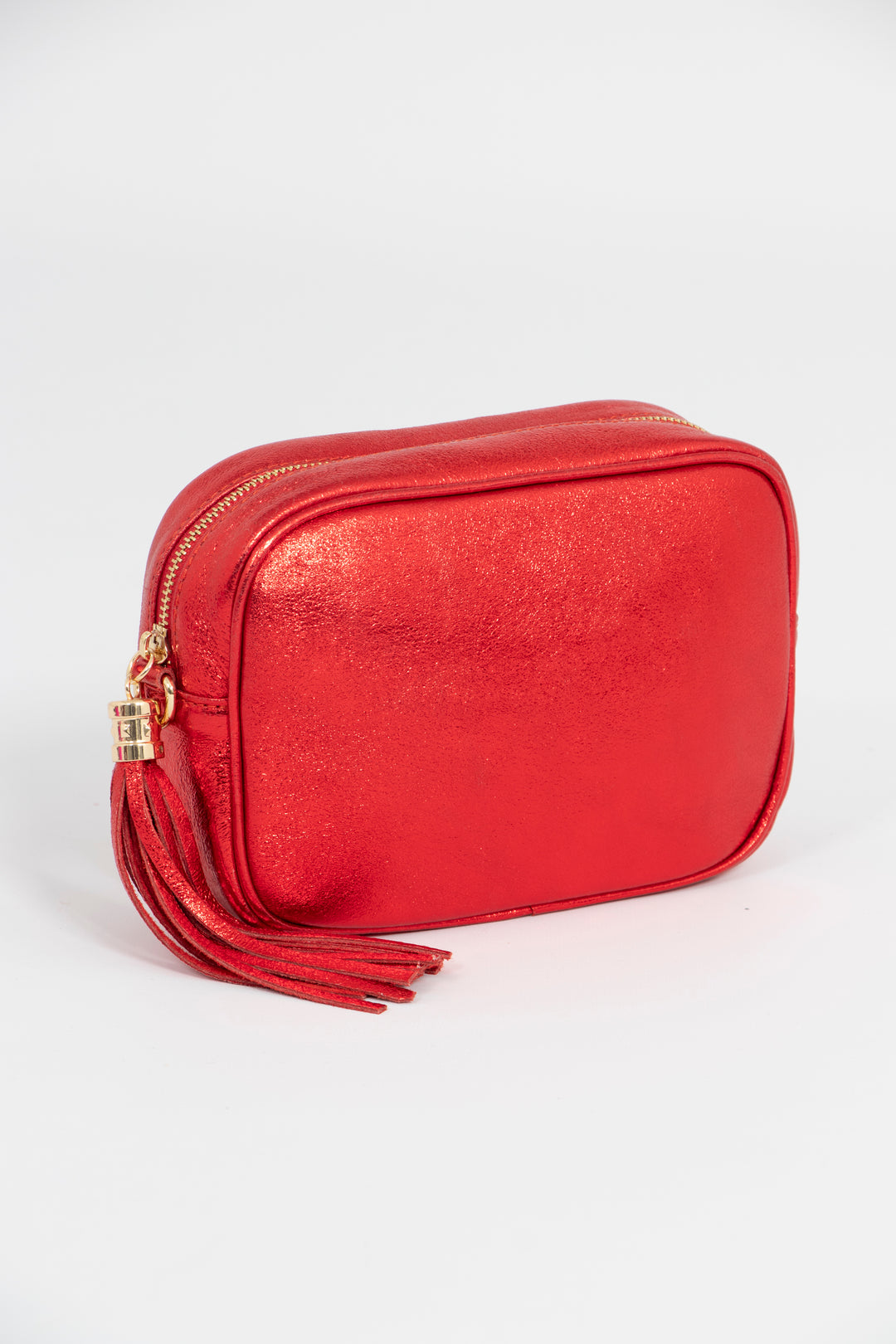 Beau - Italian Leather Crossbody Bag - Scarlet, Metallic