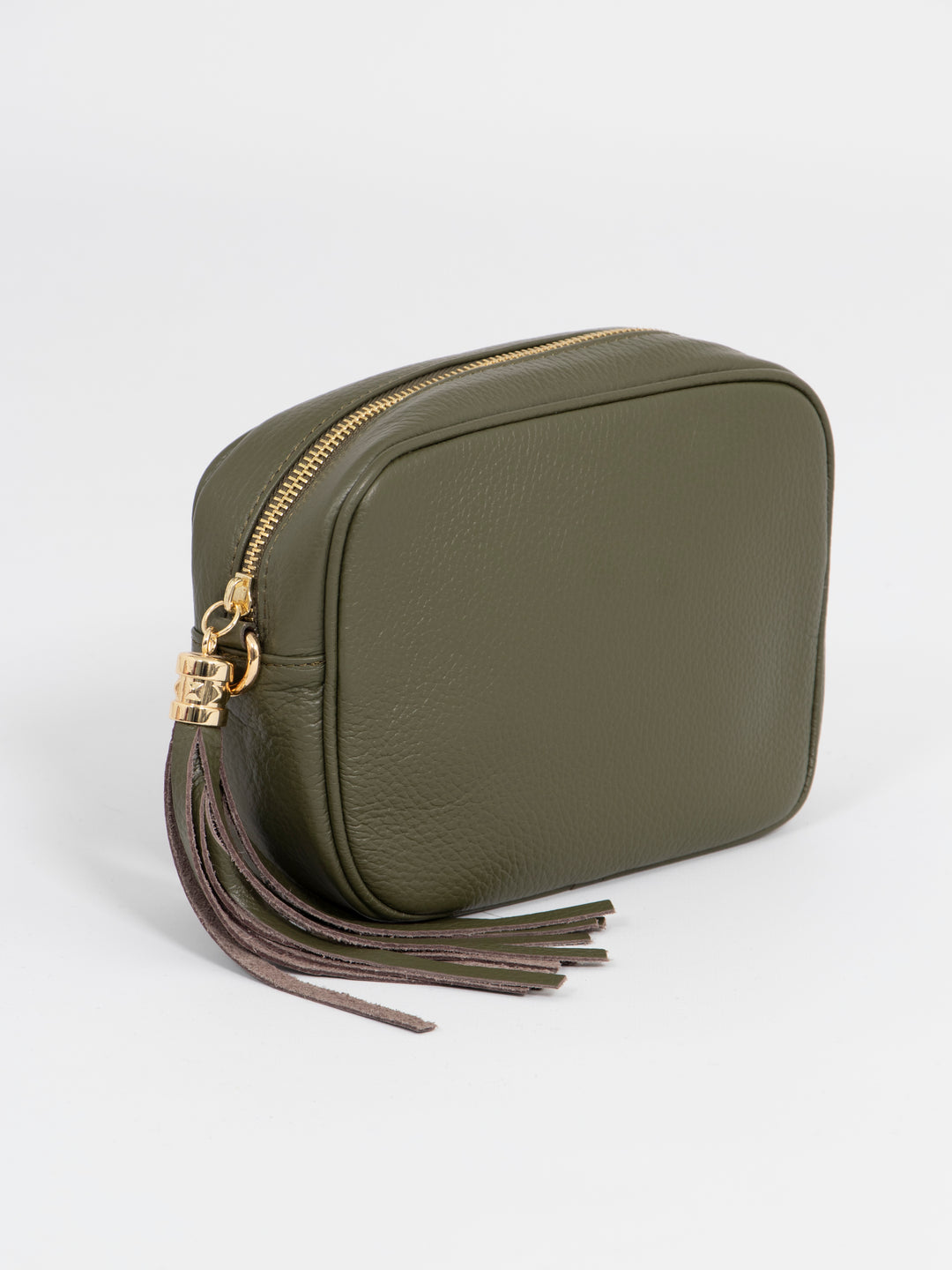 Beau - Italian Leather Crossbody Bag - Khaki, Pebbled